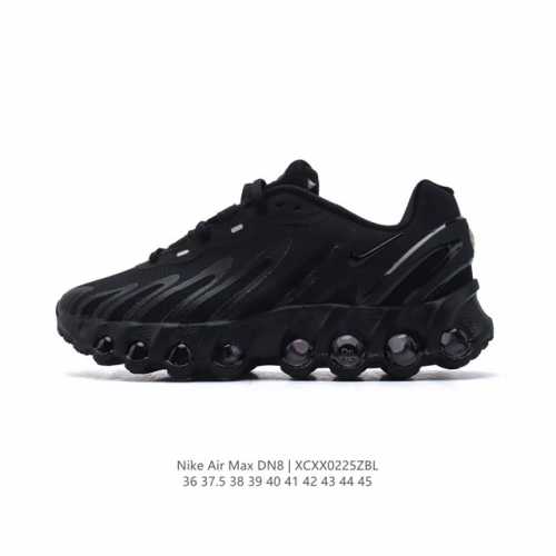 新品 耐克 Nike Air Max Dn8 全掌气垫科技运动跑步鞋Fq7860-005。鞋款采用醒目渐变织物和动态波浪状结构鞋面，搭配黑色中底和外底，以及迷你