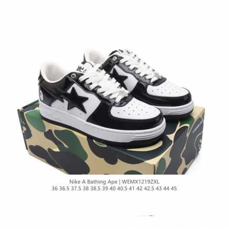 A Bathing Ape 安逸猿 男女同款运动鞋复古板鞋 升级原楦原纸版数据开发，采用超软皮革鞋面材质，内置全掌air Sole气垫定制联乘，日本里原宿潮流品 - 点击图像关闭