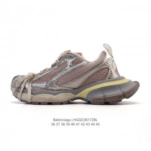 公司级 巴黎世家 Balenciaga 3Xl Sneakers 巴黎世家 十代网布系带低帮走秀复古老爹运动鞋 透气网纱 网面 材料和聚氨酯 磨损效果 鞋头边缘