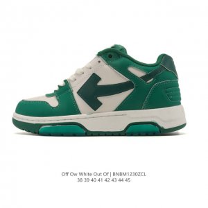 独家实拍Off-White Out Of Office 低帮系带时尚板鞋 厚底增高小白鞋 街头运动元素 双色设计 标志性Arrows图案标志性Ziptie束线带