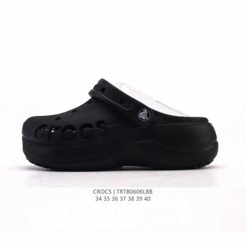 Crocs 沙滩洞洞鞋 女士休闲厚底增高凉拖鞋 卡骆驰明星同款 厚底增高沙滩鞋 选择尺码时 建议选大一码 脚感更舒适 家居休闲一式两用拖鞋 白敬亭同款，坡跟设计
