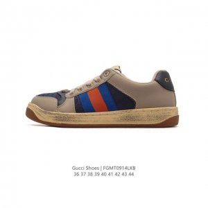 特价 古驰男女鞋 Gucci Screener系列做旧脏脏鞋时尚厚底增高复古板鞋潮运动鞋，复古学院风款式与融入怀旧运动服风格的面料风靡数十年，不同风格演绎出的协