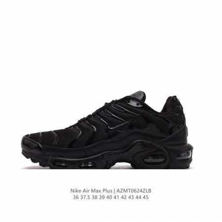 NIKE 耐克 男女子休闲鞋气垫缓震跑步鞋 AIR MAX PLUS 运动鞋 造型超讨喜！鞋面以帆布和织物材质包裹，保证了轻薄透气，更适合夏季穿着。鞋侧 鱼骨 - 点击图像关闭