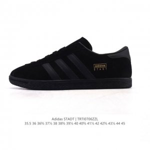 新品 阿迪达斯 Adidas Stadt 舒适透气 百搭潮流 复古时尚 德训鞋 柔软舒适 防滑耐磨 低帮 运动板鞋 男女同款。休闲鞋特色：设计师大胆选择粉色打底