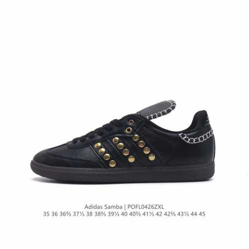 阿迪达斯 Adidas Samba新款 德训鞋 时尚休闲运动板鞋- Wales Bonner 的 Adidas Samba “Studded”亮相，Adidas