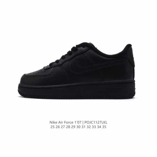 童鞋 耐克 Nike Air Force 1 '07 Low 空军一号含气垫 儿童小白鞋 低帮百搭厚底增高休闲运动板鞋。柔软、弹性十足的缓震性能和出色的中底设计