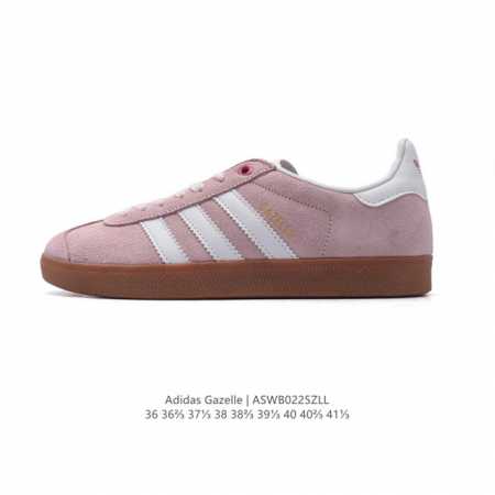 阿迪达斯 Adidas 三叶草Gazelle系列休闲鞋男女经典运动鞋，鞋身特殊的猪八皮革材质和简单百搭的特点，让 Gazelle 一直活跃在街头。T字鞋头、压模 - 点击图像关闭