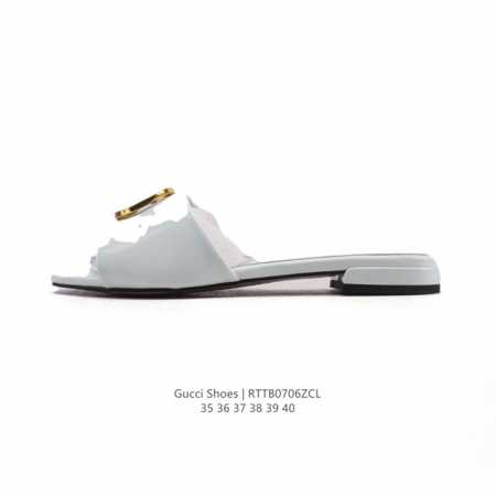 新品 古驰 Gucci 方头小羊皮皮革拖鞋女全覆盖金属标志休闲居家一字拖 Gucci拖鞋香到跺脚这双拖鞋的软底设计真的太贴心了！逛街2小时都不觉得累，走起来超级 - 点击图像关闭