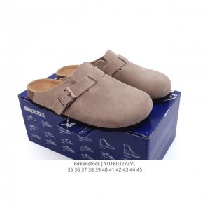 180 公司级德国百年知名鞋履品牌·勃肯Birkenstock Boston Suede Shearling 波士顿系列休闲凉拖鞋 低帮牛皮绒面革复古软木底包头