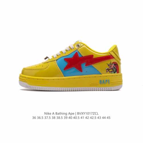 A Bathing Ape 安逸猿 男女同款运动鞋复古板鞋 升级原楦原纸版数据开发，采用超软皮革鞋面材质，内置全掌air sole气垫定制联乘，日本里原宿潮流品