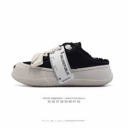 170 【公司级】Smilerepublic 厚底开口笑帆布鞋系列 小红书热门款 半包头运动拖鞋 厚底增高板鞋 Smilerepublic |“向前一步，保持微 - 点击图像关闭