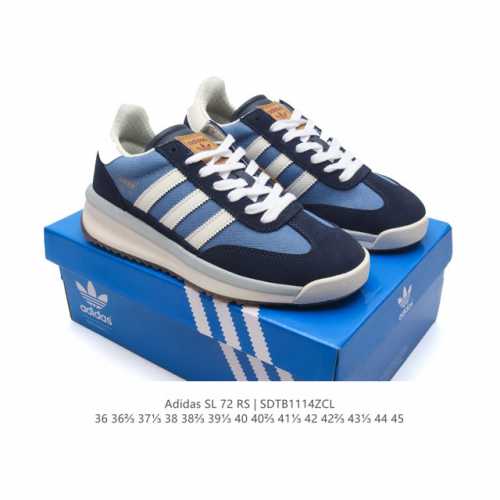 阿迪达斯adidas Sl 72 Shoes 经典复古薄底运动鞋 T头鞋 三叶草复古休闲跑步鞋休闲运动鞋 这款经典运动鞋携复古型格，来访你的活力日常 采用舒爽皮