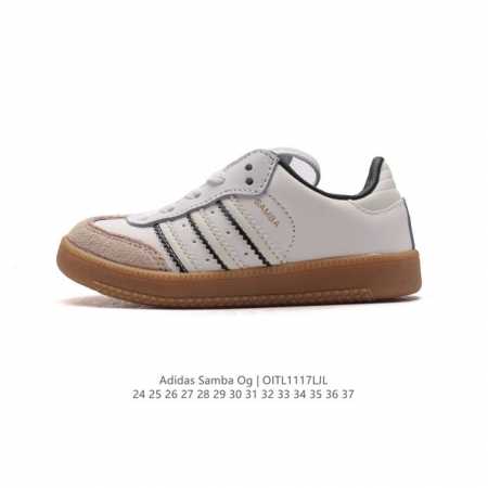 童鞋 阿迪达斯 德训鞋 Adidas Originals Samba Og Shoes 经典运动鞋小白鞋 T头鞋 男女儿童板鞋 彰显休闲摩登风情的时尚经典鞋。它 - 点击图像关闭