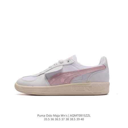 puma 彪马 Oslo Maja Wn'S 2024年新款厚底增高运动休闲板鞋 复古经典板鞋时尚小白鞋。原楦原纸版开发，采用固色翻毛皮拼接头层牛培皮革鞋面材质 - 点击图像关闭