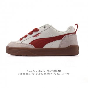 puma 彪马 男女运动板鞋，原楦原纸版开发版型，采用环保纤维革组合翻毛皮饰片鞋面材质，外置耐磨橡胶大底蕾哈娜同系面包鞋太好看了！彪马puma park Lif