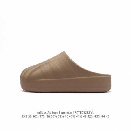 阿迪达斯 Adidas Adifom 夏季沙滩涉水百搭休闲拖凉拖鞋 超厚底增高男女鞋包头凉拖鞋。采用超轻95% 注塑 Eva塑料,5%泡沫塑料发泡缓震物料成型鞋 - 点击图像关闭