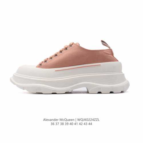 意大利高奢品牌-亚历山大 麦昆 Alexander Mcqueen Sole Sneakers 低帮时装厚底显高百搭休闲松糕鞋 男女式小白鞋 厚底增高帆布运动鞋
