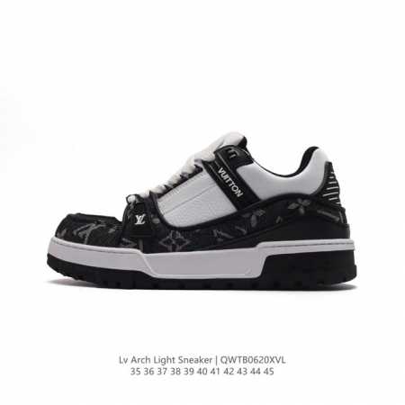 路易威登 Louis Vuitton LV路易威登板鞋 时尚运动鞋 潮厚底增高鞋 。舒适防滑底和百搭性霸屏整个时尚娱乐圈，细节调整完美主义！鞋面采用柔软皮革鞋面 - 点击图像关闭