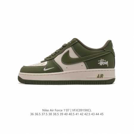 海外限量发售！公司级nike Air Force 1 '07 Low “斯图西联名--荷叶绿”空军一号 低帮 运动鞋 休闲鞋 折边针车 工艺难度大 原楦头原纸板 - 点击图像关闭