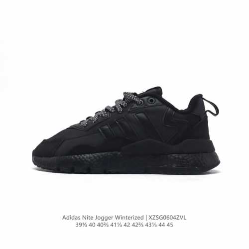 真爆 阿迪达斯adidas Nite Jogger Winterized 复古休闲运动跑鞋。极具复古风格鞋头及鞋跟点缀3M反光设计极为亮眼中底采用全掌 Boos