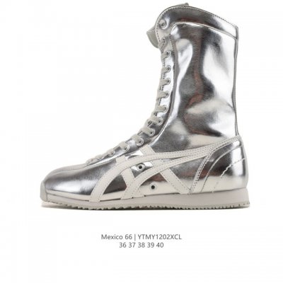 新品公司级 Onitsuka Tiger鬼冢虎女鞋 Mexico 66 Boxing 新款运动时尚高帮情侣款休闲鞋Mexico 66 Boxing女士高帮靴 银