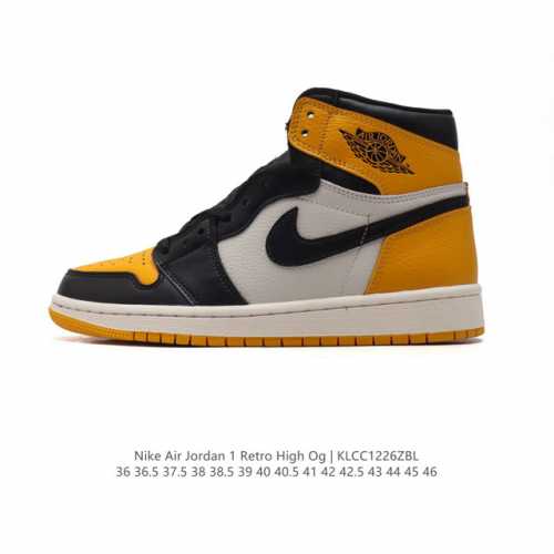 耐克 男女同款运动板鞋 Nike Air Jordan 1 Retro High Og 乔丹一代aj1 乔1 Aj1 篮球鞋复刻运动鞋。皮面高帮板鞋的设计灵感源