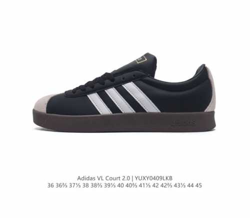 Adidas T头鞋 阿迪达斯 Vl Court 2.0 Shoes 运动休闲板鞋小白鞋，这款t形鞋头运动鞋,力求无论球场或街头,皆显耀眼出众。采用绒面革和牛皮