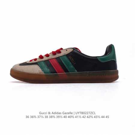 阿迪达斯 Adidas Originals X Gucci Gazelle 阿迪古驰联名经典休闲板鞋 复古男女运动鞋，融汇两个品牌丰富且历史悠久的典藏元素, A - 点击图像关闭