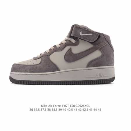 公司级 耐克 Nike Air Force 1 '07 空军一号含气垫 小白鞋 秋冬新款 加厚 中帮魔术贴 百搭厚底增高休闲运动板鞋。柔软、弹性十足的缓震性能和 - 点击图像关闭