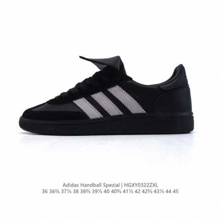 160 【公司级】阿迪达斯 Adidas Handball Spezial 中帮三叶草学院风复古休闲板鞋 德训鞋 橡胶底柔软皮革经典运动鞋板鞋。圆头、缝合拼接设 - 点击图像关闭