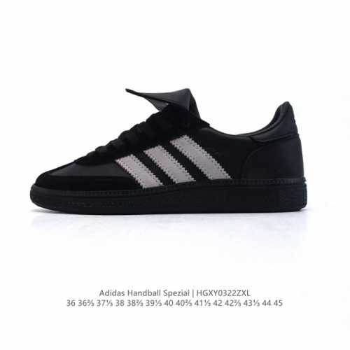 160 【公司级】阿迪达斯 Adidas Handball Spezial 中帮三叶草学院风复古休闲板鞋 德训鞋 橡胶底柔软皮革经典运动鞋板鞋。圆头、缝合拼接设