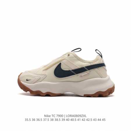 耐克nike Tc 7900 运动鞋 新款老爹鞋，织带与对勾交错穿插，以及它的走线和收口，看起来都非常的有设计感，很高级。 对勾是有反光效果的 鞋底用了厚实的泡 - 点击图像关闭