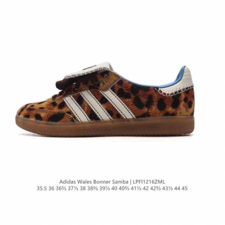 真标 阿迪达斯 德训鞋 经典复古低帮休闲运动慢跑鞋wales Bonner X Adidas 2024 全新秋冬系列联名鞋款 经典运动板鞋。该鞋超大鞋舌采用毛绒 - 点击图像关闭