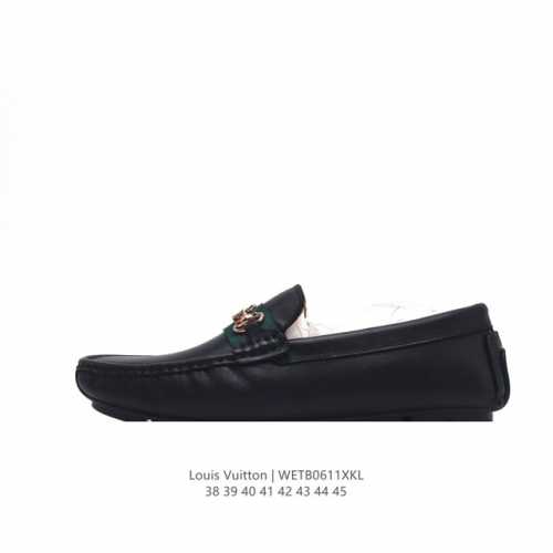 公司级 路易威登 Lv Louis Vuitton 2024年 老花 牛皮 新款男士休闲皮鞋真皮一脚蹬潮流男鞋夏季软面豆豆鞋宝马驾车鞋 尺码：38-45 编码：