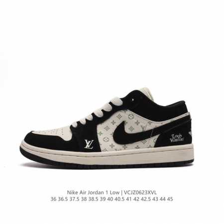 耐克 乔丹Air Jordan 1 Low AJ1 乔1 乔丹1代aj1 路易威登联名 低帮复古文化休闲运动篮球鞋。该鞋款从 1985 年元年款汲取设计灵感，焕 - 点击图像关闭