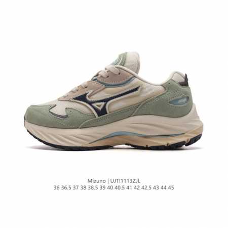 公司级 Mizuno Sportstyle 美津浓 复古时尚休闲舒适减震运动跑步鞋 厚底增高老爹鞋 美津浓wave机械缓震，可以说是机械缓震跑鞋科技的翘楚。有着 - 点击图像关闭