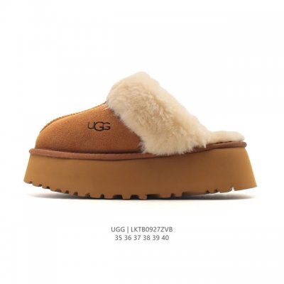 Ugg 棉拖 雪地靴 俏皮可爱的百变造型 大毛领， 美国轻奢品牌Ugg 平底系列冬季雪地休闲保暖家居包头棉拖鞋。官方同步包装 检验标 材料采用原厂防污防水皮料