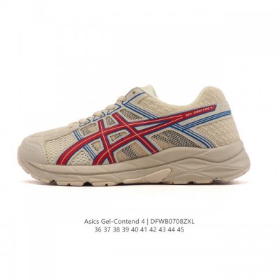 Asics 亚瑟士 新款男女子Gel-Contend 4缓震回弹透气跑步鞋，高颜值百搭入门级跑鞋多层网面织物+植绒材质构成了亚瑟士Logo图案，具有很高的品牌识