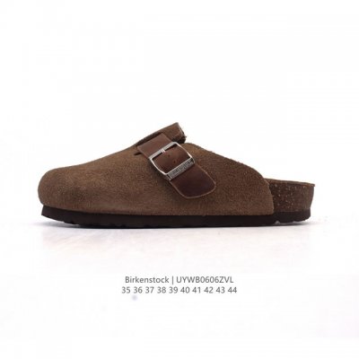 德国百年知名鞋履品牌 勃肯Birkenstock Boston Suede Shearling 波士顿系列休闲凉拖鞋 低帮牛皮绒面革复古软木底包头露跟休闲拖鞋，
