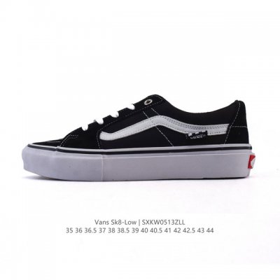 万斯 Vans Sk8-Low 经典款 小红书爆款低帮休闲帆布拼接硫化板鞋 工艺：硫化1:1 重量1:1、真标、原钢印、材质标、鞋型标、合格证 尺码：35 36