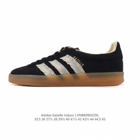 阿迪达斯 Adidas Originals Gazelle Indoor复古三叶草防滑透明橡胶板鞋经典运动鞋。这款经典鞋,忠于原版设计,缀撞色三条纹和鞋跟饰片。 - 点击图像关闭