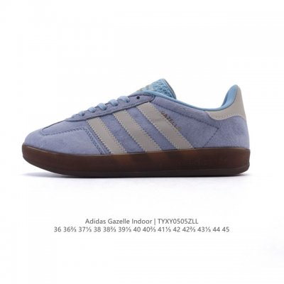 阿迪达斯 Adidas Originals Gazelle Indoor复古三叶草防滑透明橡胶板鞋经典运动鞋。这款经典鞋,忠于原版设计,缀撞色三条纹和鞋跟饰片。