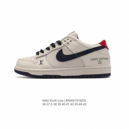耐克 Nike Dunk Low Retro 运动鞋复古板鞋 路易威登联名。作为 80 年代经典篮球鞋款，起初专为硬木球场打造，后来成为席卷街头的时尚标杆，现以 - 点击图像关闭