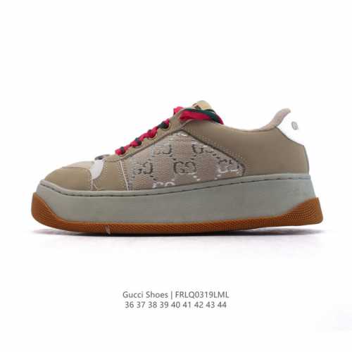 90 古驰男女鞋（Gucci） Screener系列做旧脏脏鞋 闪钻鞋面时尚厚底增高复古板鞋潮运动鞋，复古学院风款式与融入怀旧运动服风格的面料风靡数十年，不同风