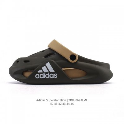 新品 阿迪达斯 Adidas Superstar洞洞鞋 25夏季新款洞洞鞋男士外穿时尚沙滩踩屎感透气凉拖鞋 舒适透气 耐磨 轻运动 洞洞鞋 凉鞋，鞋子柔软舒适，