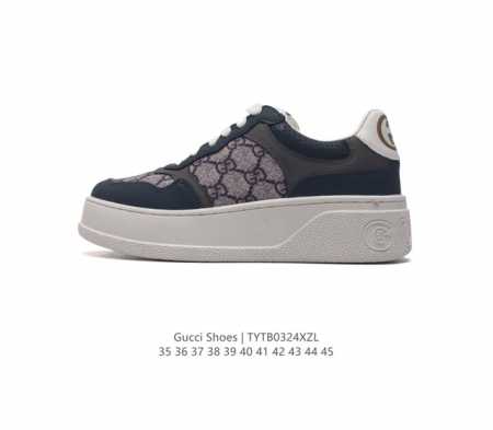 Gucci 古驰 百搭休闲运动板鞋 明星同款 小红书爆款 小白鞋 厚底增高女士运动鞋 真标 2024Ss新色 经典高奢品牌gucci古驰 复古松糕跟休闲运动鞋 - 点击图像关闭