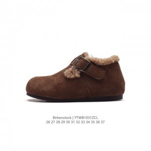 童鞋 Birkenstock Boston VL 勃肯儿童运动休闲鞋 加绒加毛 秋冬新款低帮靴子 绒面金属针扣软木底包头雪地靴 天鹅绒般的绒面革赋子休闲的经典外
