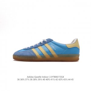 阿迪达斯 Adidas Originals Gazelle Indoor 复古三叶草防滑透明橡胶板鞋经典运动鞋。这款经典鞋,忠于原版设计,缀撞色三条纹和鞋跟饰片