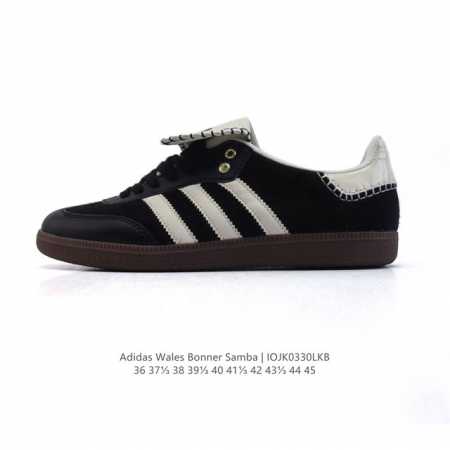 真标 阿迪达斯 德训鞋 经典复古低帮休闲运动慢跑鞋Wales Bonner X Adidas 2025 全新秋冬系列联名鞋款 织物鞋面经典运动板鞋。该鞋超大鞋舌 - 点击图像关闭