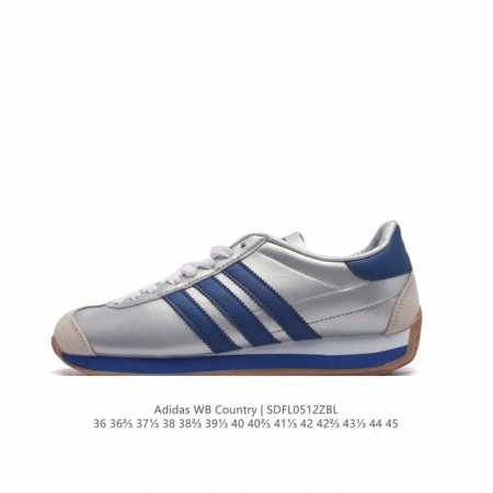 阿迪达斯 Adidas Wb Country 生胶底 秀气大方的鞋型 气质修身。以现代设计融合复古跑步和足球风，采用锦纶和绒面革鞋面，灵感源自70年代 Coun - 点击图像关闭
